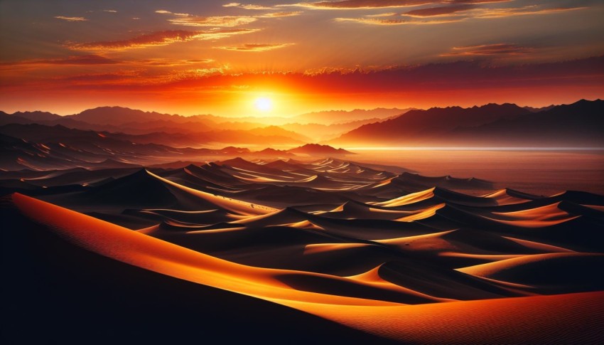 Capture the stark contrast of a desert landscape at sunset 4
