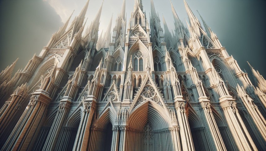 Photograph the intricate details of Gothic cathedral architecture 3