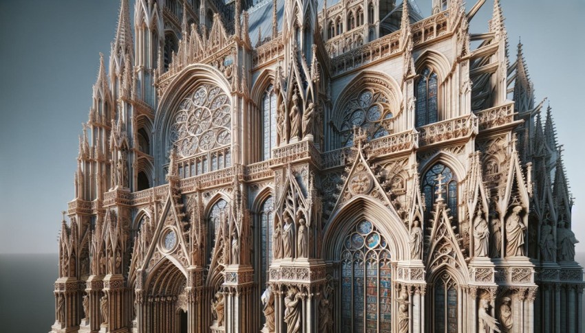 Photograph the intricate details of Gothic cathedral architecture 7