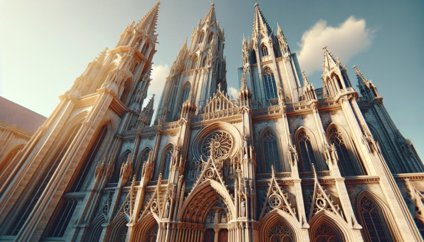 Photograph the intricate details of Gothic cathedral architecture 9