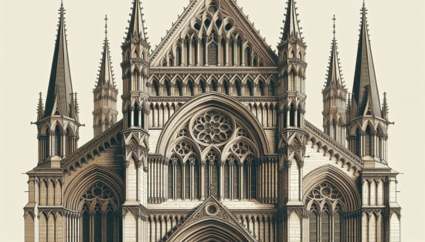 Photograph the intricate details of Gothic cathedral architecture 13