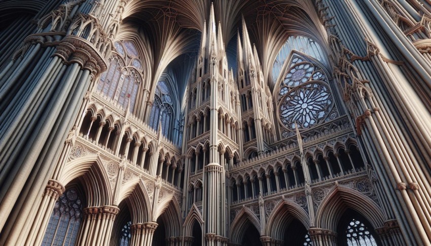 Photograph the intricate details of Gothic cathedral architecture 14