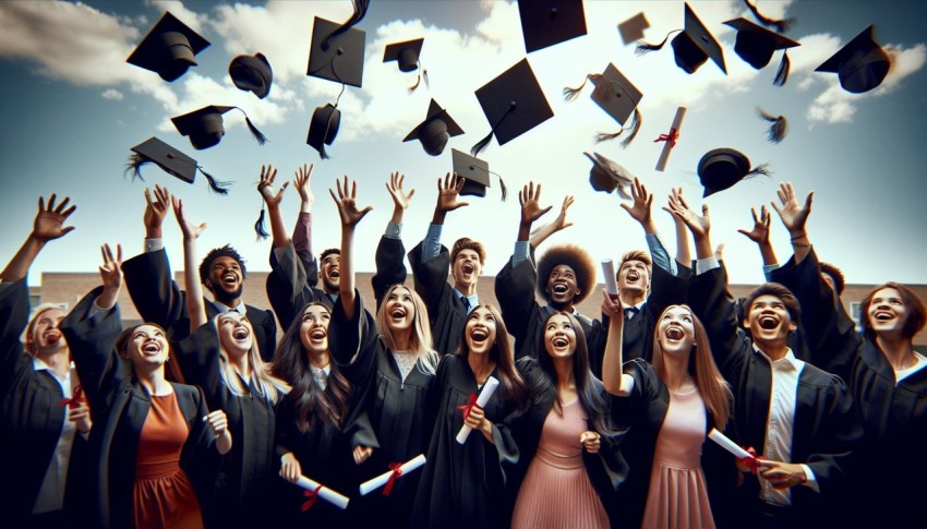Snap a shot of high school graduates tossing their caps into the air 10