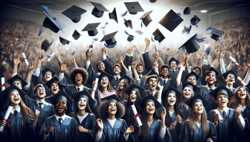 Snap a shot of high school graduates tossing their caps into the air 9