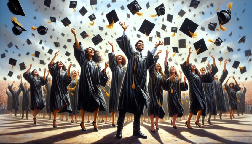 Snap a shot of high school graduates tossing their caps into the air 7