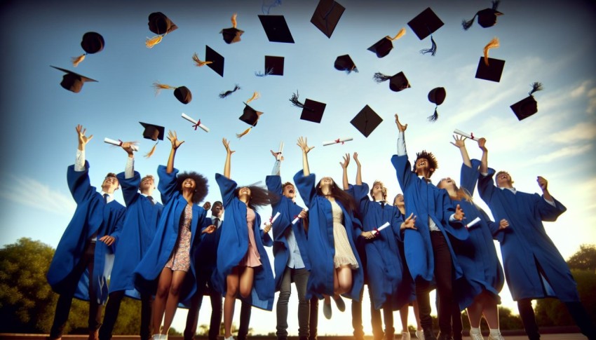 Snap a shot of high school graduates tossing their caps into the air 6