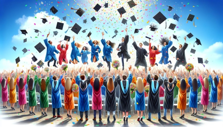 Snap a shot of high school graduates tossing their caps into the air 4