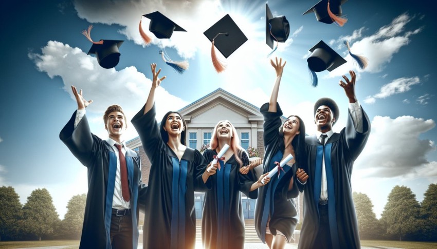 Snap a shot of high school graduates tossing their caps into the air 2