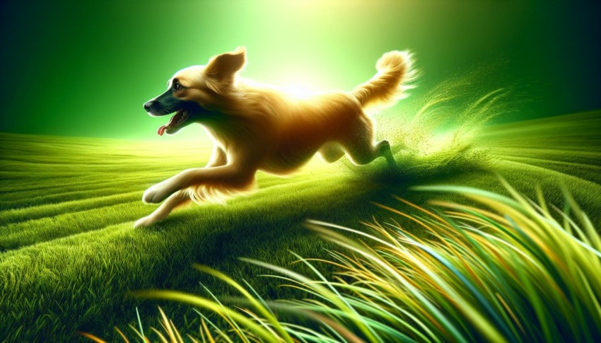 Playtime Joy A Dog's Enthusiasm in Open Fields Captured in Motion