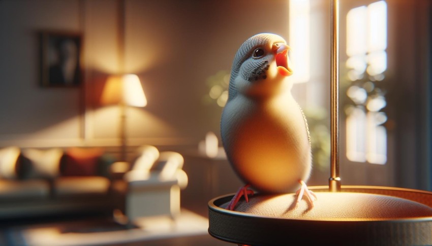 Melodic Serenity A Pet Bird's Song in a Quiet Home