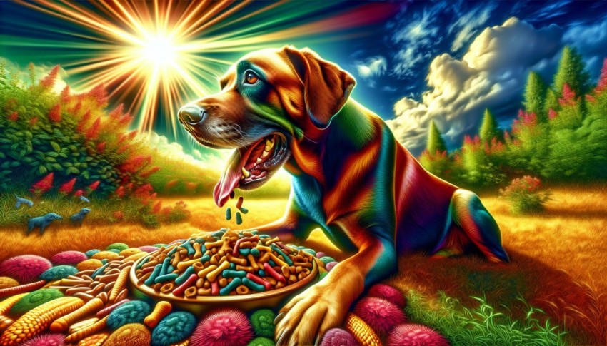Nutritious Delight A Dog's Feast on Natural Food