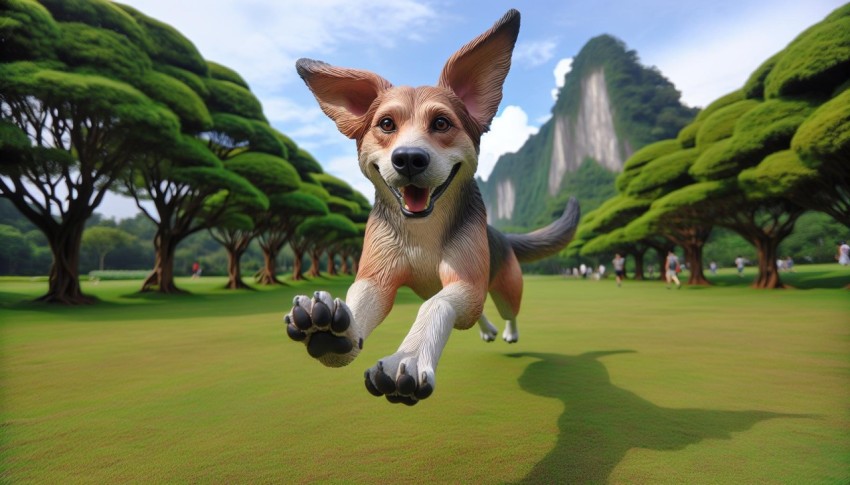 Spirited Play A Dog's Joyful Moments in the Park