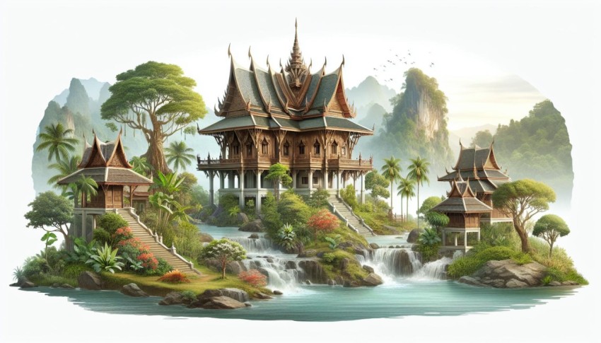 Whispering Palms Exploring the Seamless Integration of Natural Elements in Thai Architecture