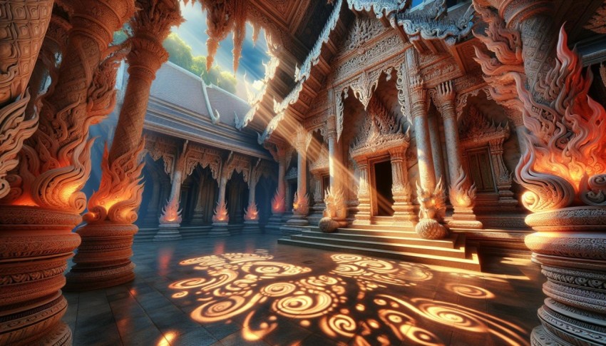 Lotus and Limestone The Dance of Light and Shadow in Thai Temple Courtyards