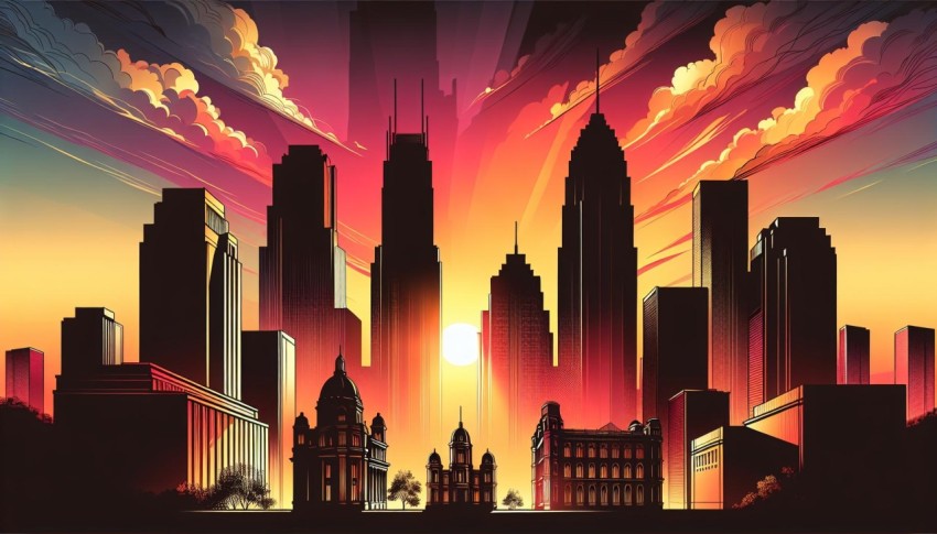 Architectural Silhouettes The Dynamic Interplay of Light and Form at Sunset