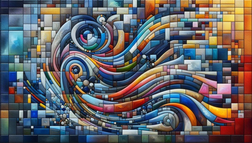Abstract Mosaic Crafting Creativity Through Color and Form