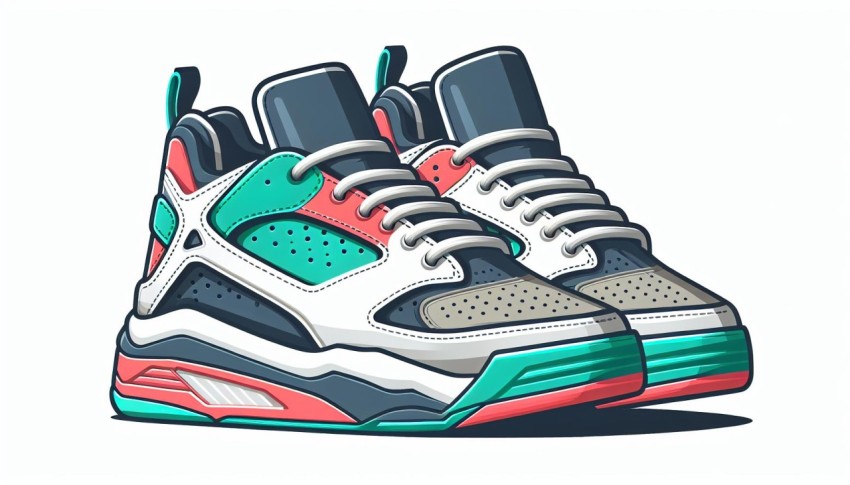 รองเท้าผ้าใบ Sneakers พื้นหลังขาว graphic white background