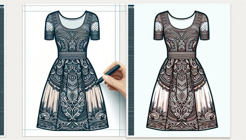 ชุดเดรส Dress พื้นหลังขาว graphic white background