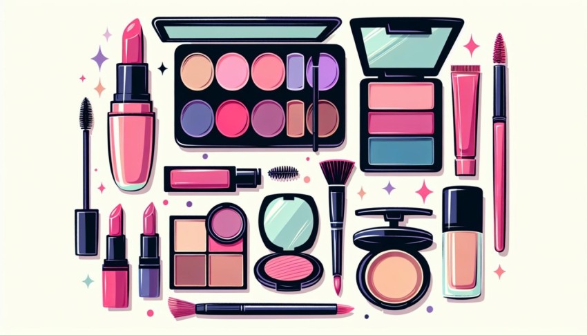 เครื่องสำอาง Cosmetics พื้นหลังขาว graphic white background
