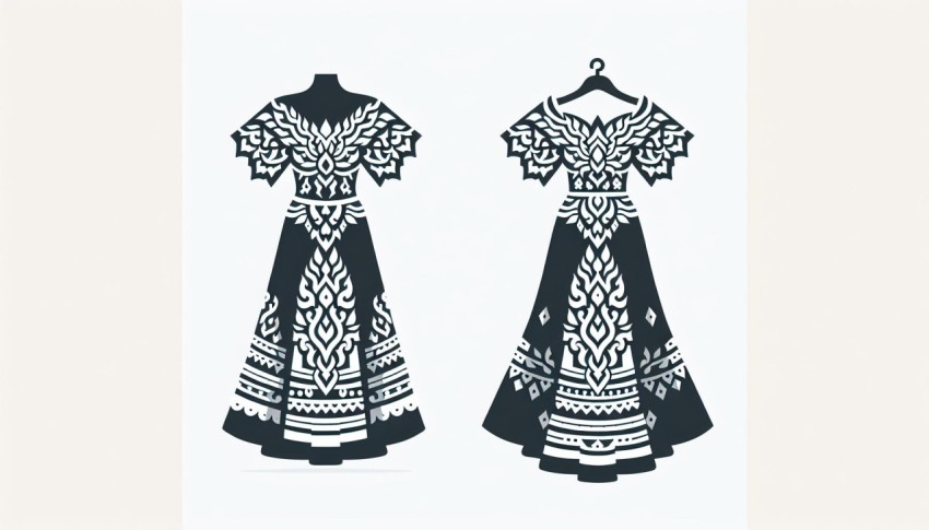 ชุดราตรี Evening Dress พื้นหลังขาว graphic white background