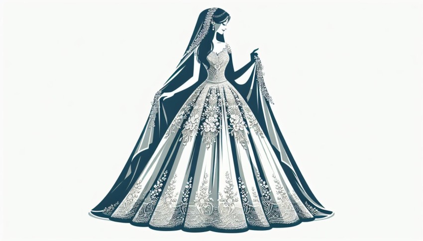 ชุดเจ้าสาว Wedding Dress พื้นหลังขาว graphic white background