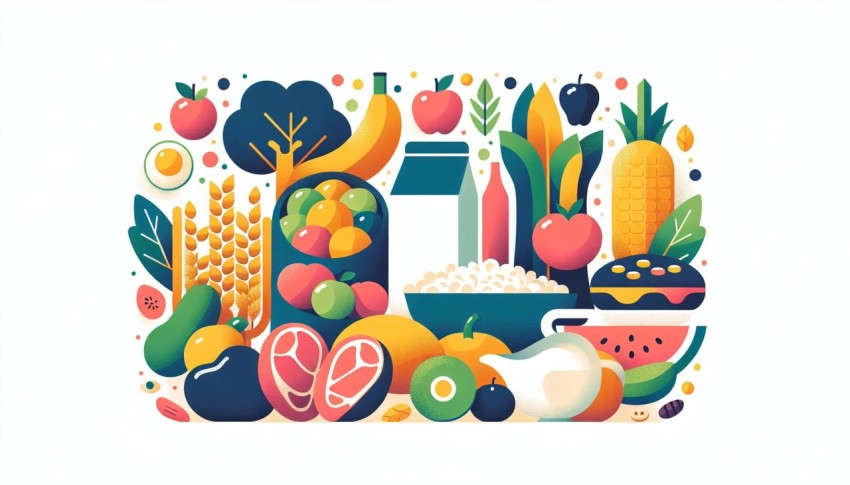 อาหาร 5 หมู่ Food Groups พื้นหลังขาว graphic white background