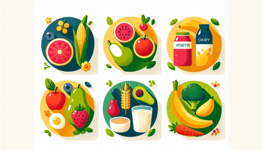 อาหาร5หมู่ Five Food Groups พื้นหลังขาว graphic white background