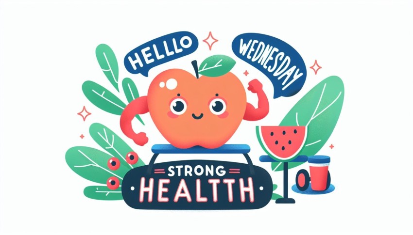 สวัสดี วัน พุธ สุขภาพ แข็งแรง Happy Wednesday Healthy พื้นหลังขาว graphic white background