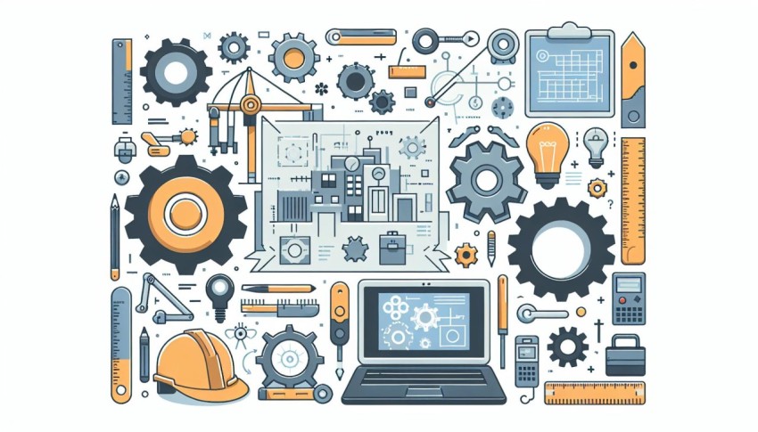 วิศวกรรม Engineering พื้นหลังขาว graphic white background