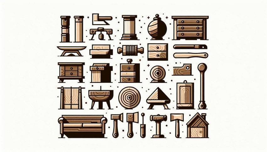 งานไม้ Woodworking พื้นหลังขาว graphic white background
