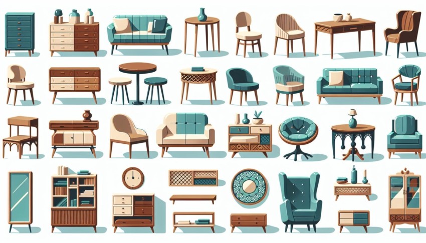 เฟอร์นิเจอร์ Furniture พื้นหลังขาว graphic white background