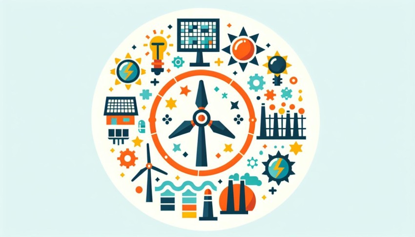 พลังงานหมุนเวียน Renewable Energy พื้นหลังขาว graphic white background
