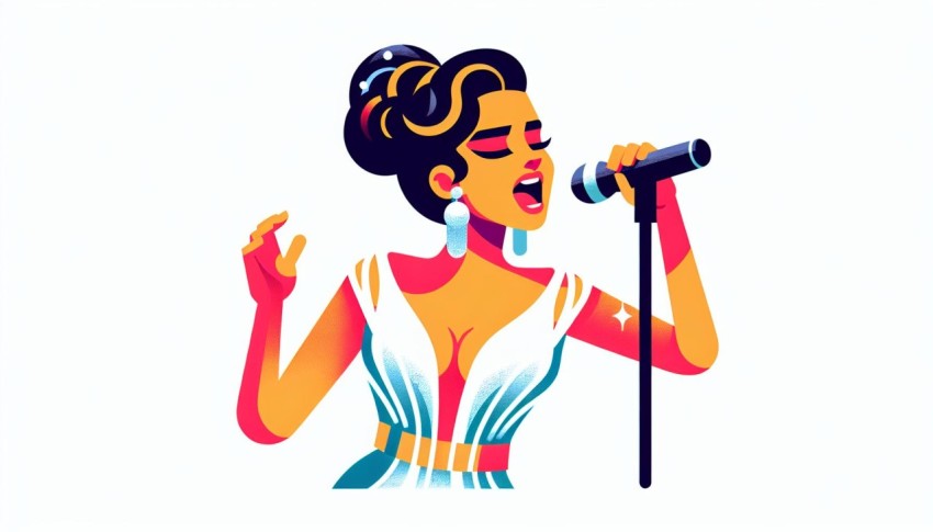 นักร้อง Singer พื้นหลังขาว graphic white background