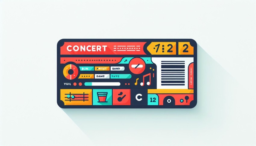 บัตรคอนเสิร์ต Concert Tickets พื้นหลังขาว graphic white background