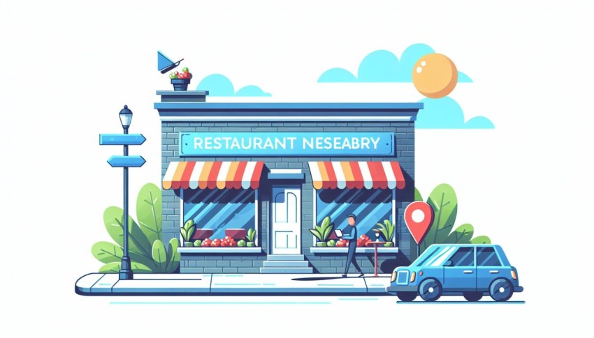 ร้าน อาหาร ใกล้ ฉัน Restaurants Near Me พื้นหลังขาว graphic white background