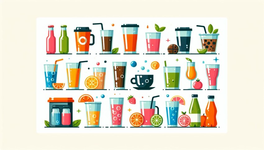 เครื่องดื่ม Drinks พื้นหลังขาว graphic white background